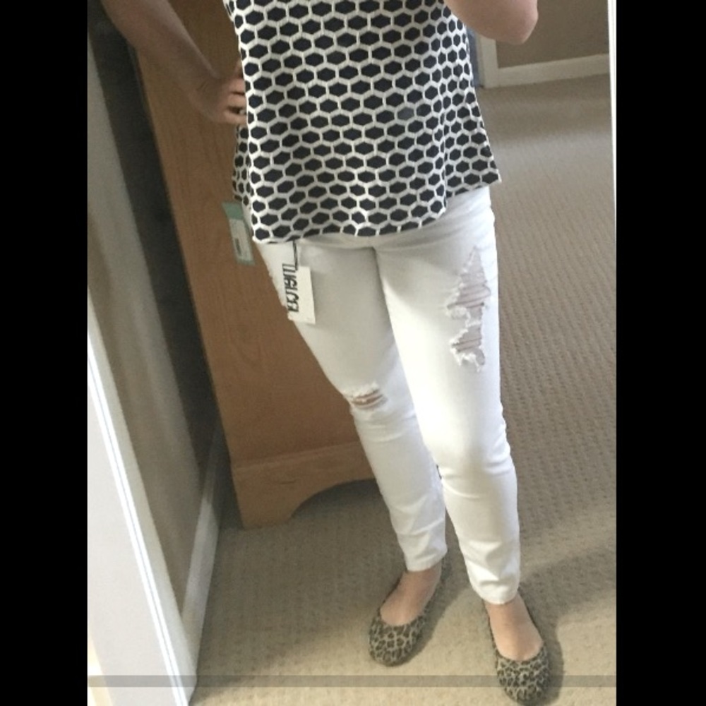 Mercer Denim white distressed skinny jeans